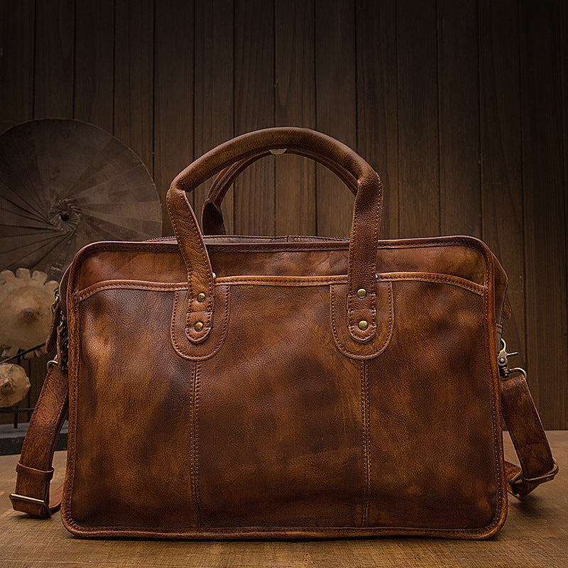 PORTE-DOCUMENT MALLETTE VOYAGE CUIR VINTAGE