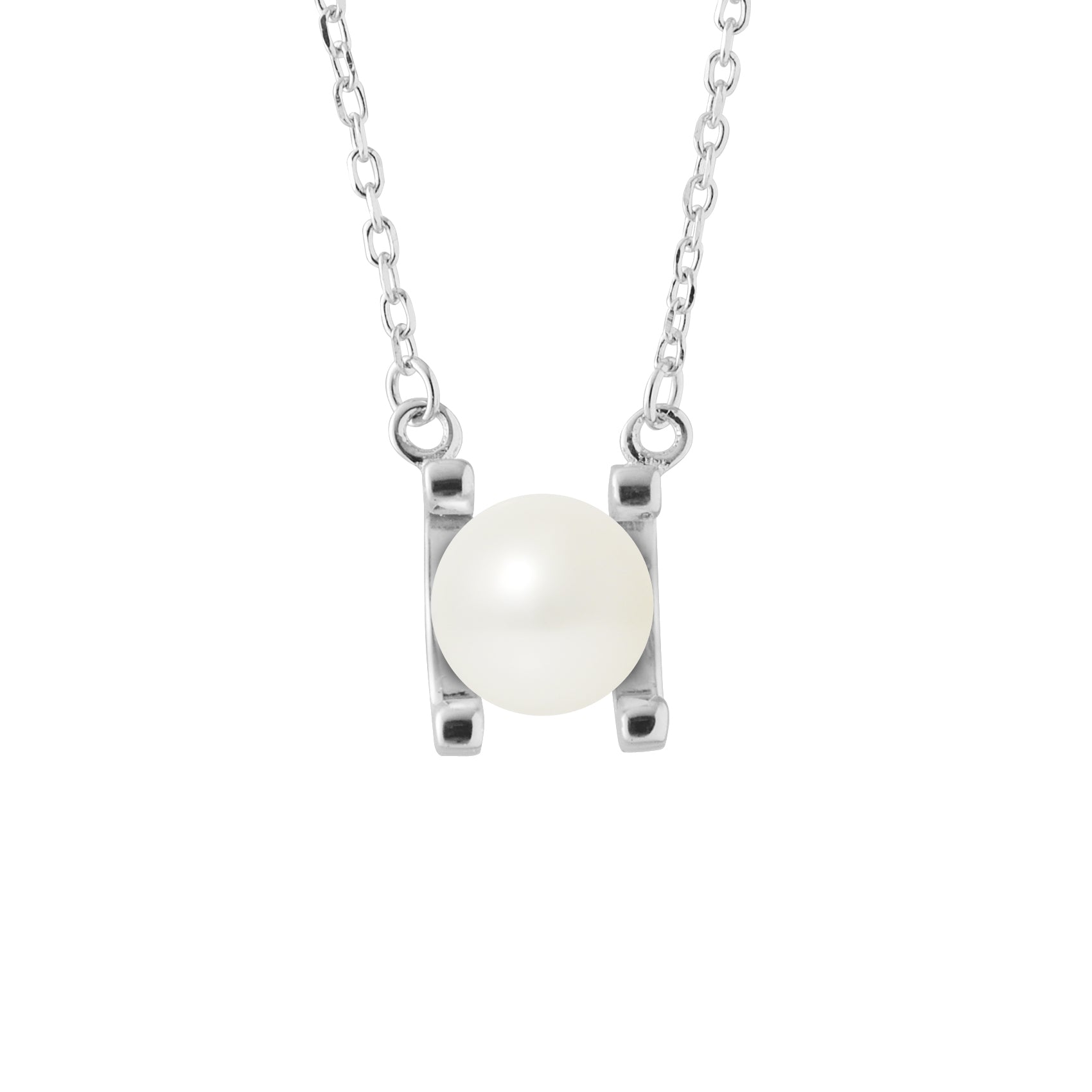 PERLINEA- Collier 2C- Perle de Culture d'Eau Douce Ronde 7-8 mm- Blanc- Bijou Femme- Argent 925 Millièmes