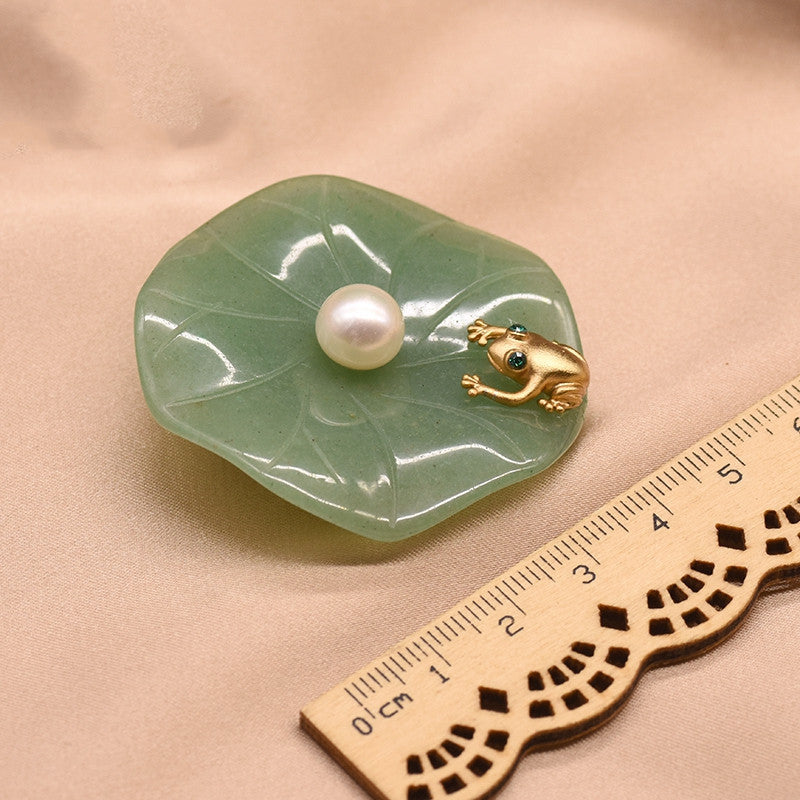 BROCHE PRÉCIEUSE PERLE VERTE