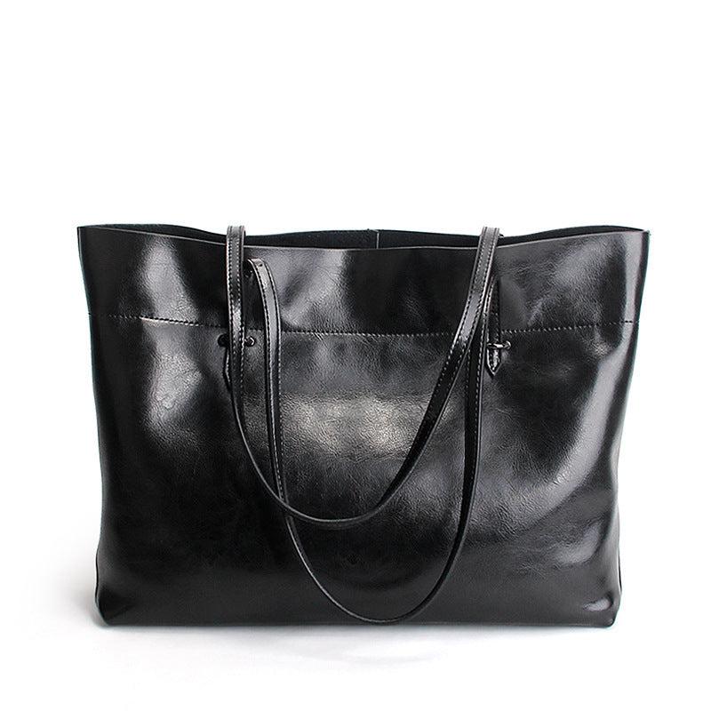 SAC DE SHOPPING ÉPAULE CUIR CIRÉ