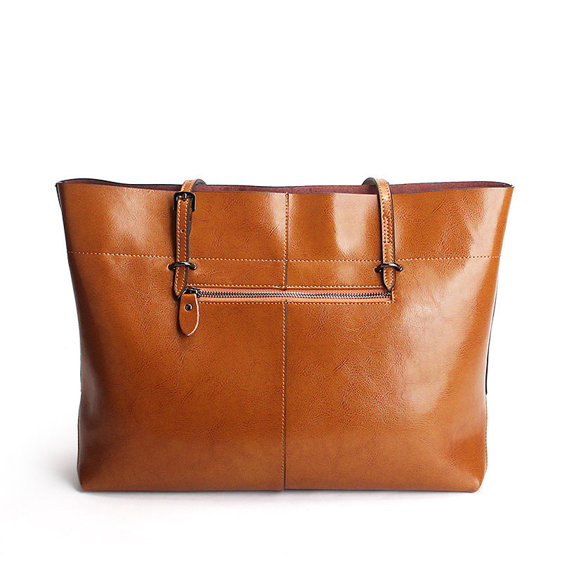 SAC DE SHOPPING ÉPAULE CUIR CIRÉ