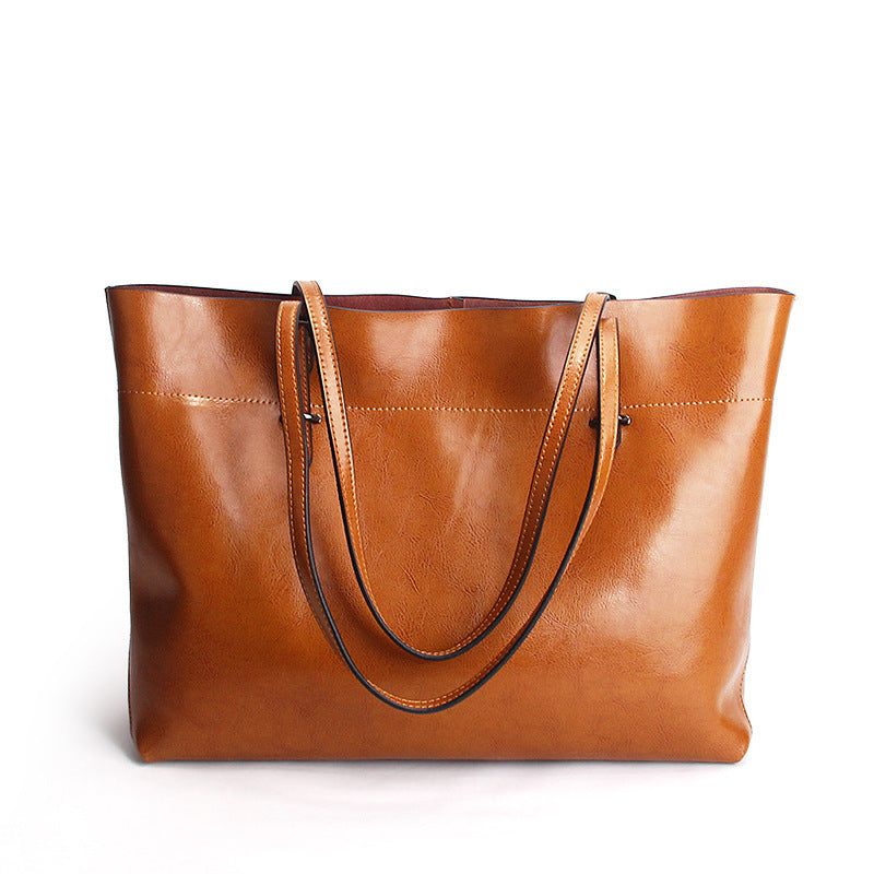 SAC DE SHOPPING ÉPAULE CUIR CIRÉ