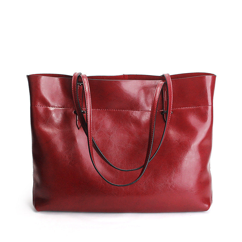 SAC DE SHOPPING ÉPAULE CUIR CIRÉ
