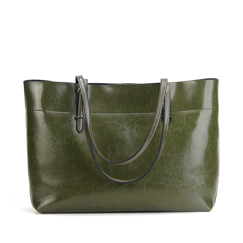 SAC DE SHOPPING ÉPAULE CUIR CIRÉ