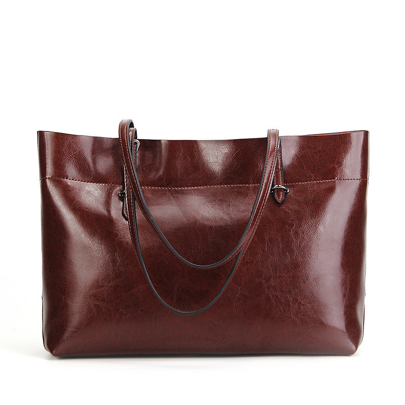 SAC DE SHOPPING ÉPAULE CUIR CIRÉ