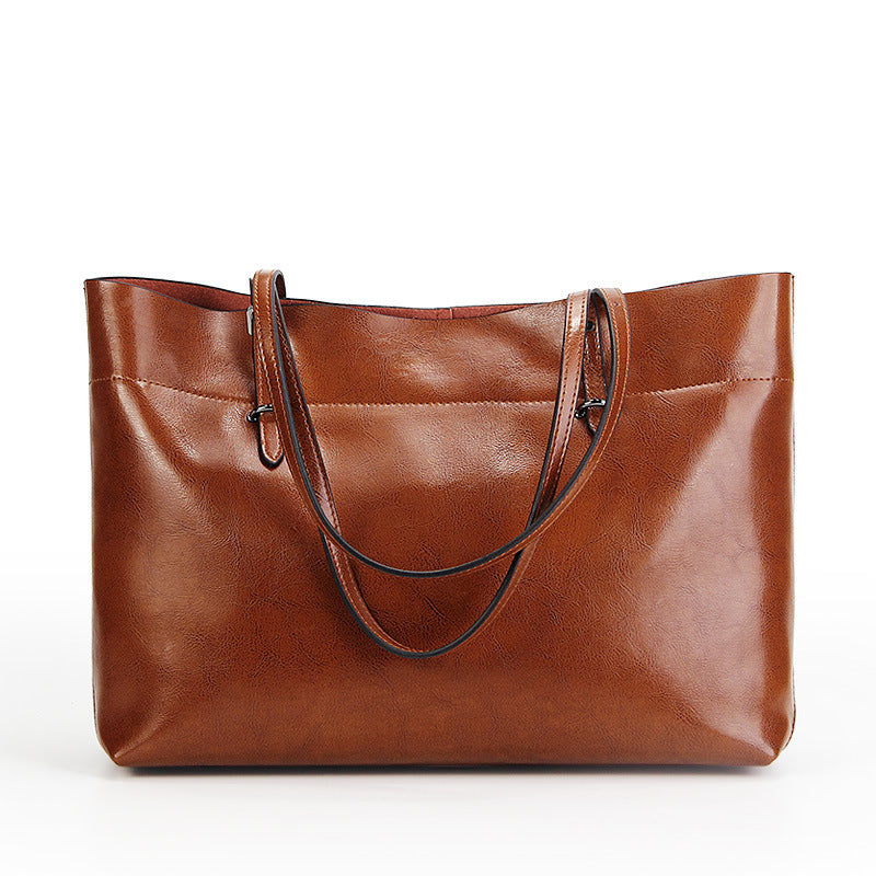 SAC DE SHOPPING ÉPAULE CUIR CIRÉ