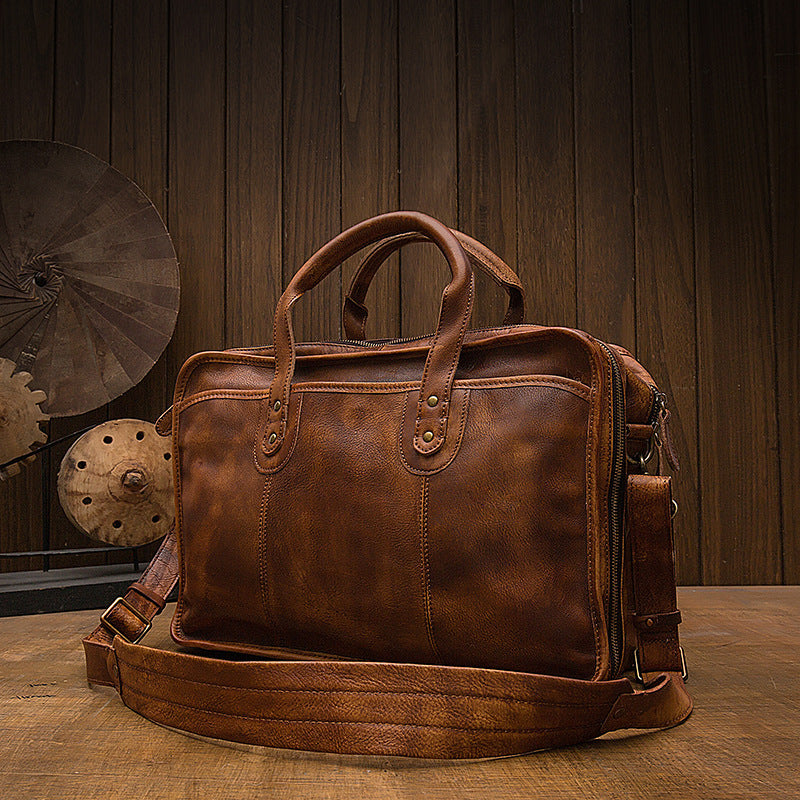 PORTE-DOCUMENT MALLETTE VOYAGE CUIR VINTAGE