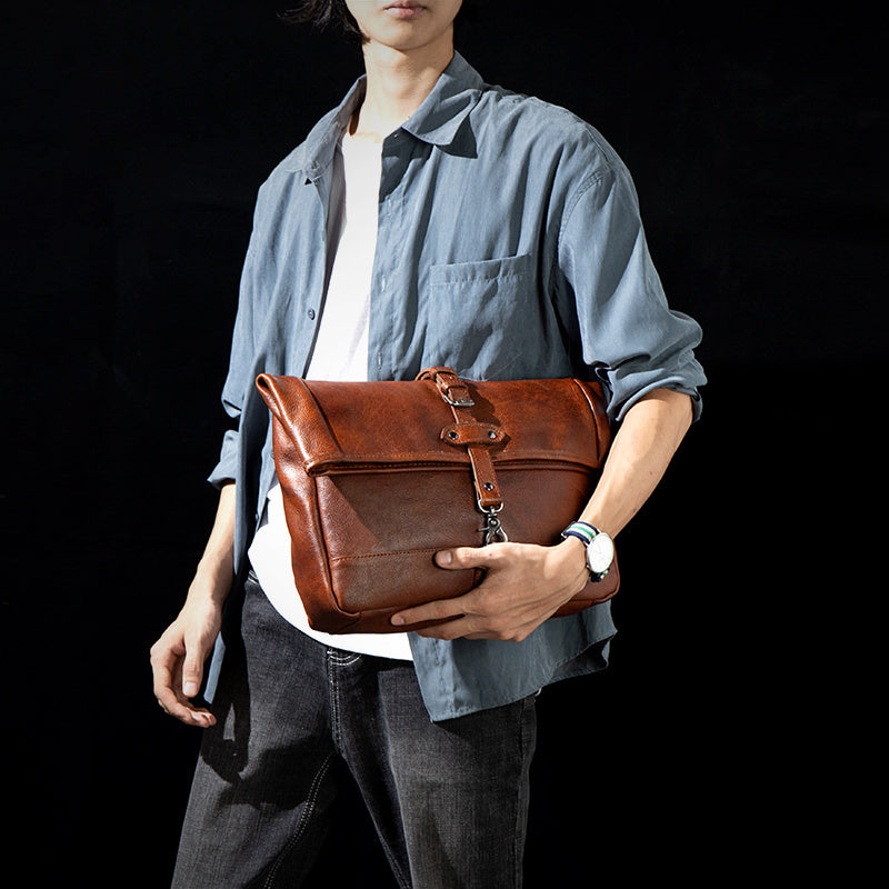 BESACE ÉPAULE CUIR POLI VINTAGE