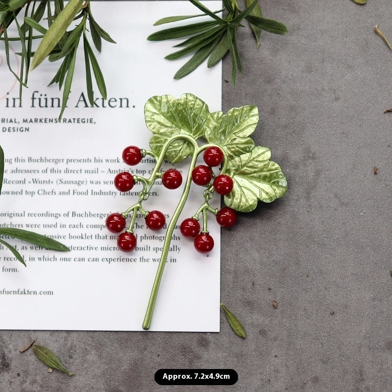 BROCHE ÉGLANTINE PERLE ÉLÉGANCE FLORALE RÉTRO