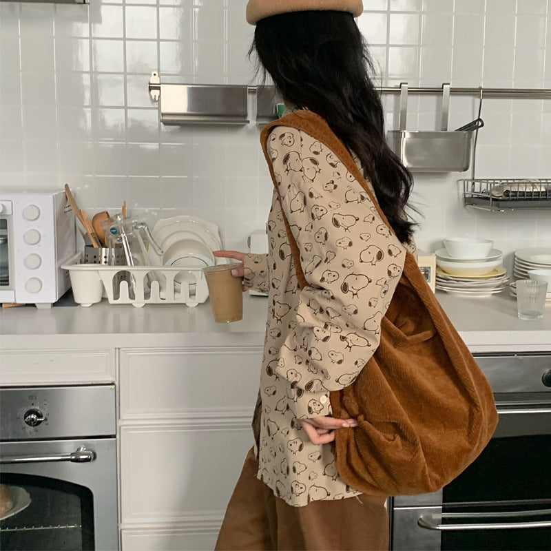 SAC ÉPAULIÈRE EN VELOURS CÔTELÉ