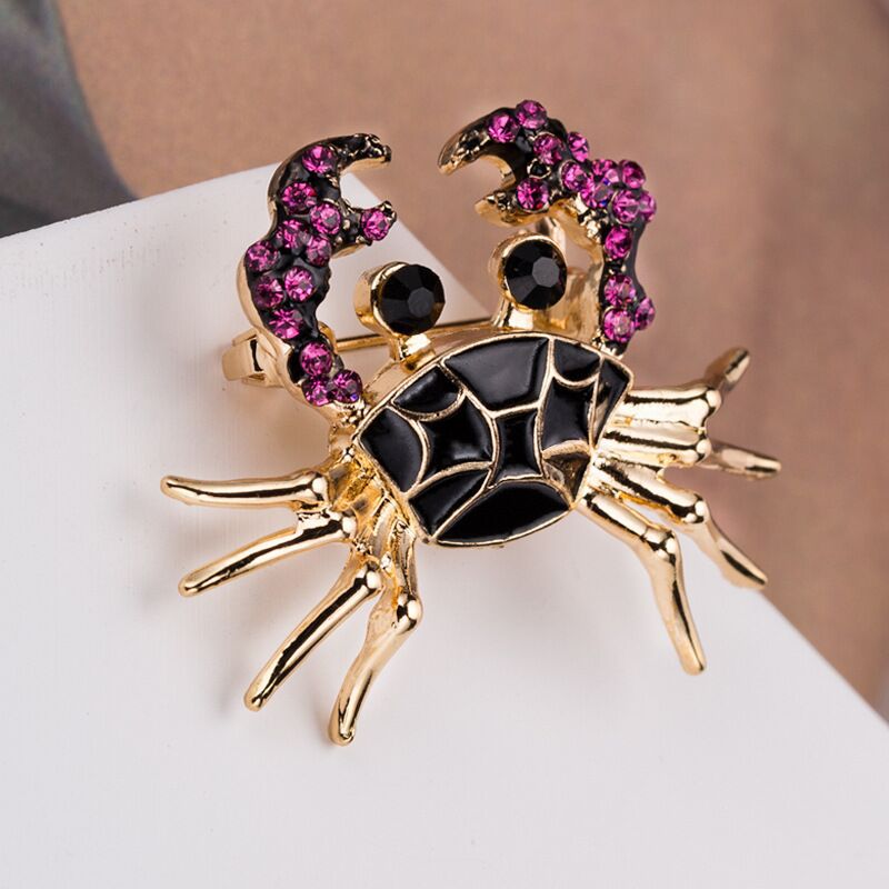 BROCHE PETIT CRABE ÉMAIL NOIR VIOLET MYSTIQUE