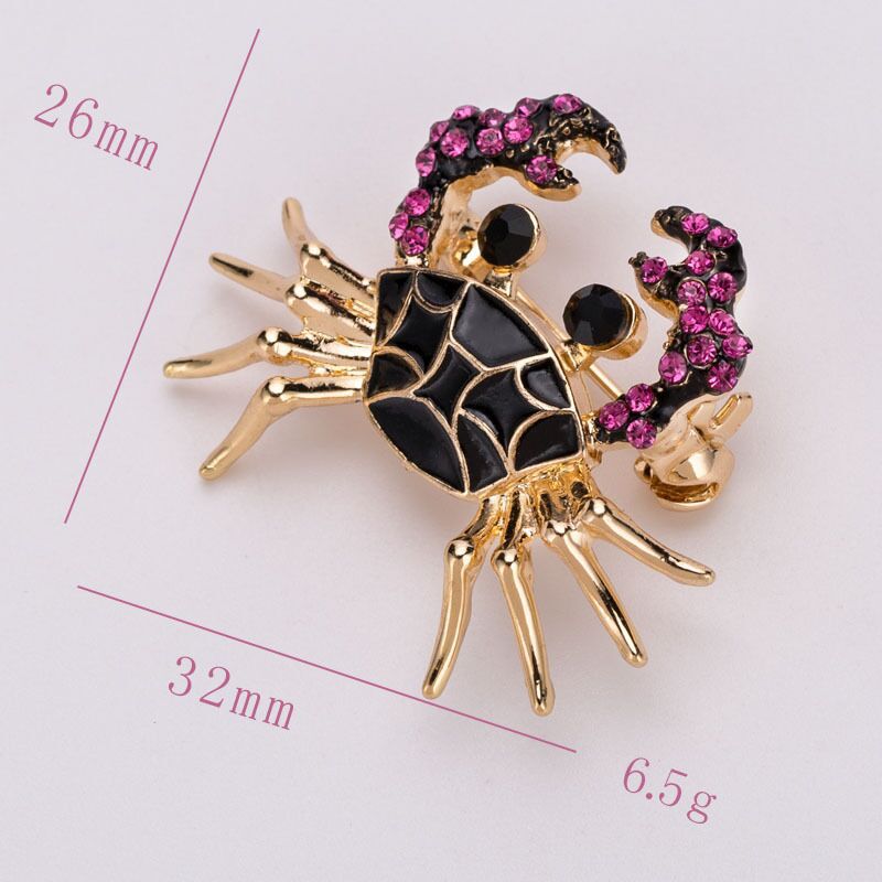 BROCHE PETIT CRABE ÉMAIL NOIR VIOLET MYSTIQUE