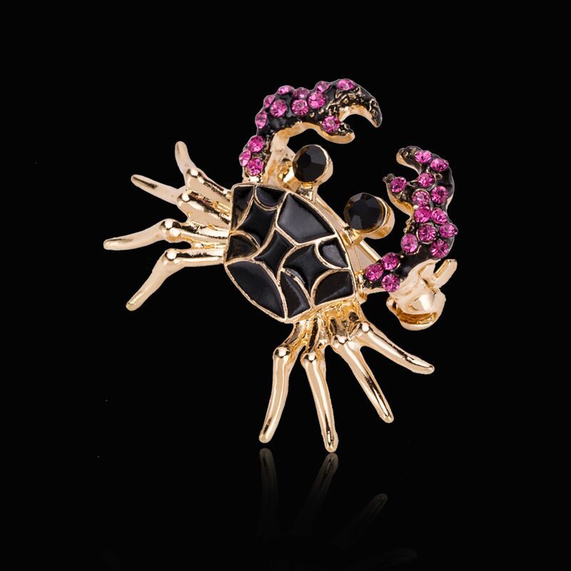 BROCHE PETIT CRABE ÉMAIL NOIR VIOLET MYSTIQUE