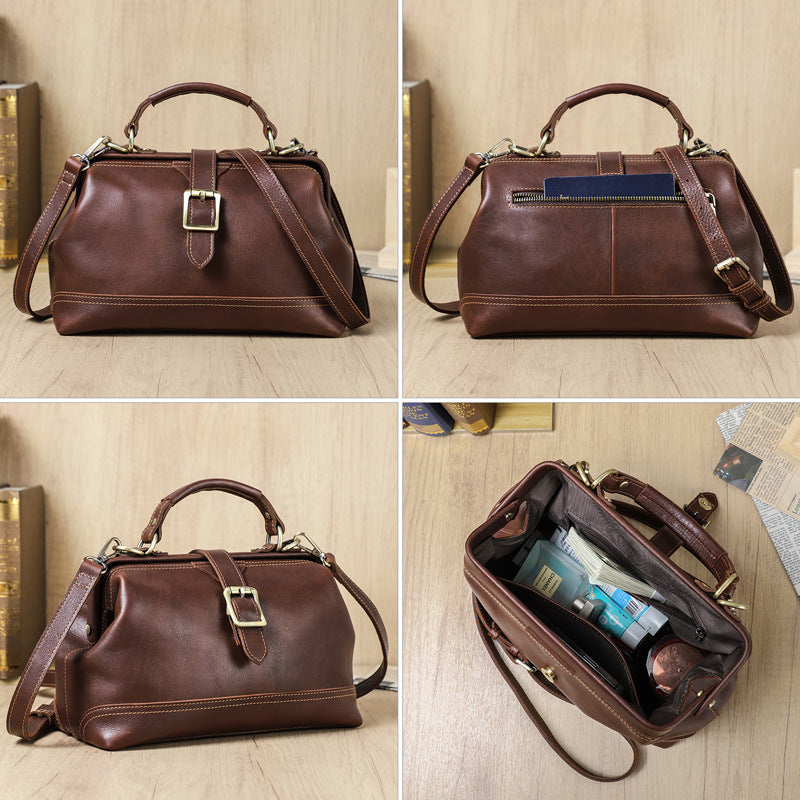 SAC ÉPAULIÈRE CUIR PLEINE FLEUR 2-EN-1