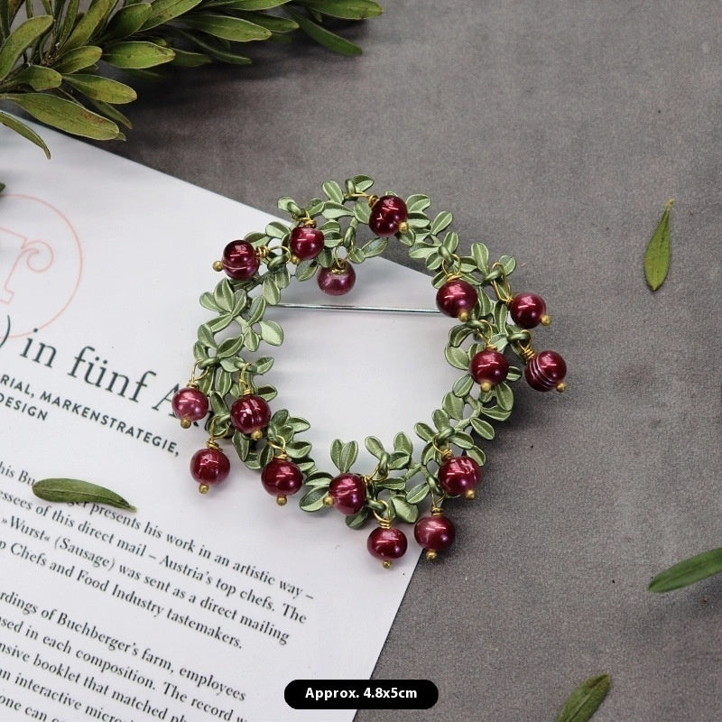 BROCHE ÉGLANTINE PERLE ÉLÉGANCE FLORALE RÉTRO