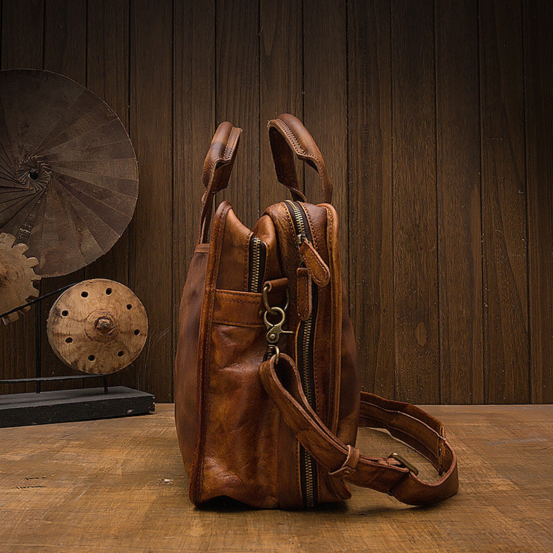 PORTE-DOCUMENT MALLETTE VOYAGE CUIR VINTAGE