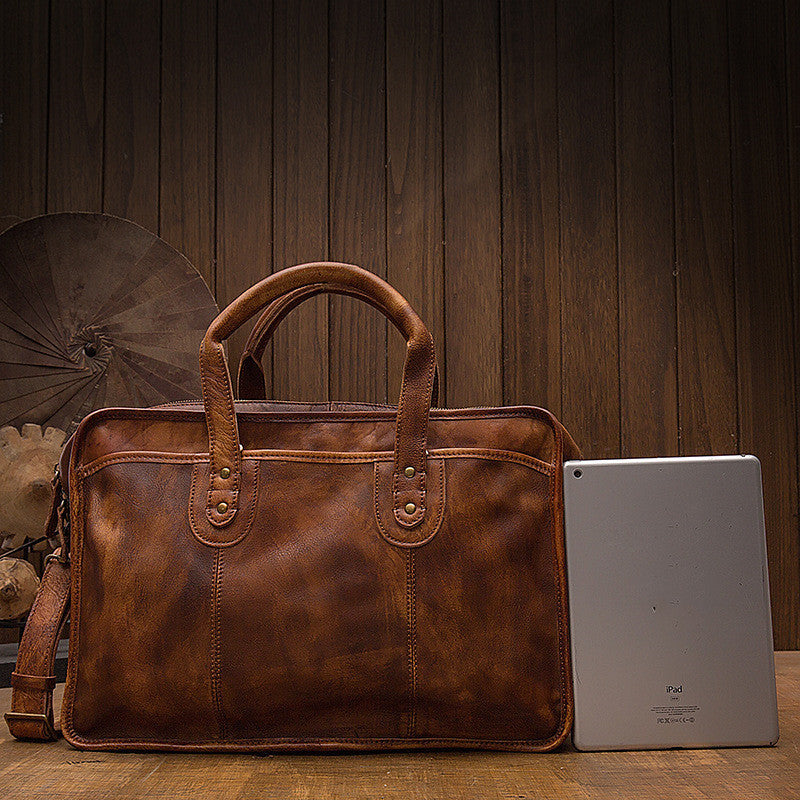 PORTE-DOCUMENT MALLETTE VOYAGE CUIR VINTAGE