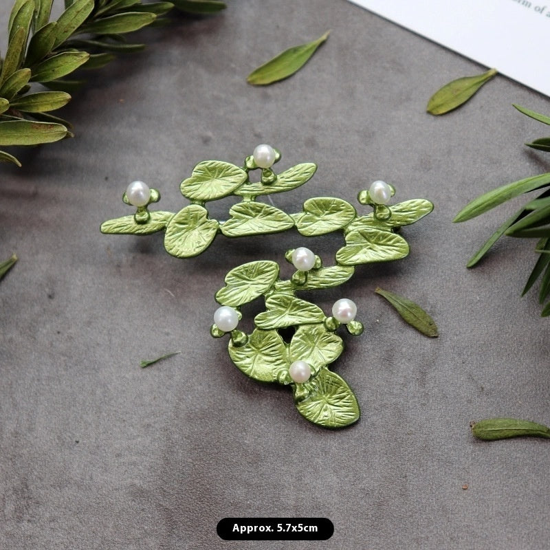 BROCHE ÉGLANTINE PERLE ÉLÉGANCE FLORALE RÉTRO