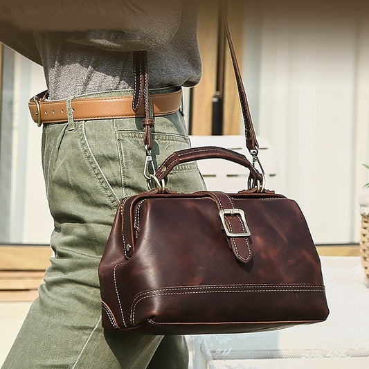SAC ÉPAULIÈRE CUIR PLEINE FLEUR 2-EN-1
