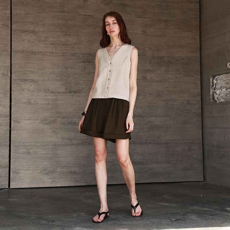 Gilet en lin à boutons