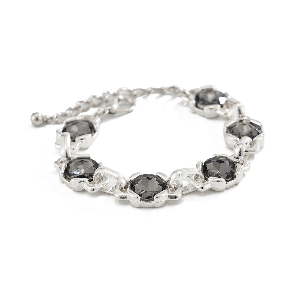 Cool Minimalist Instagram-style Oval Hollowed-out Cubic Zirconia Bracelet