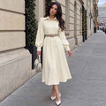 Robe-Chemise Midi Évasée en Maille Crème