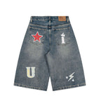 Short en Jean Patchwork Vintage Femme – Coupe Ample Streetwear