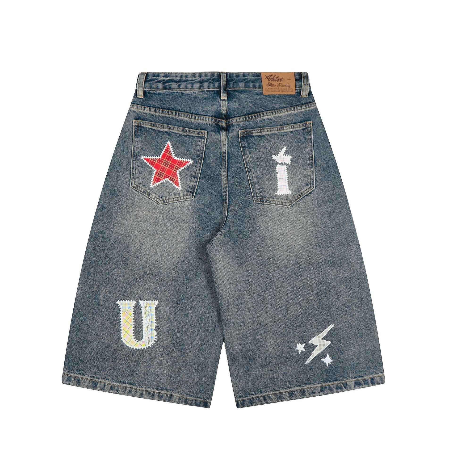 Short en Jean Patchwork Vintage Femme – Coupe Ample Streetwear