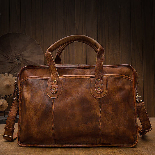 PORTE-DOCUMENT MALLETTE VOYAGE CUIR VINTAGE