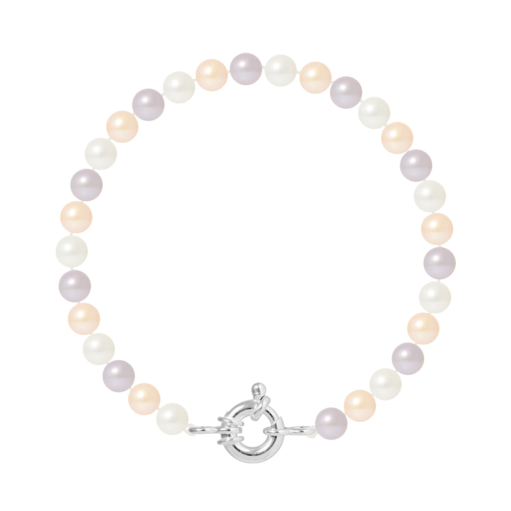 PERLINEA- Bracelet Perles de Culture Ronde 6-7  mm Multicolor- Bijou Femme