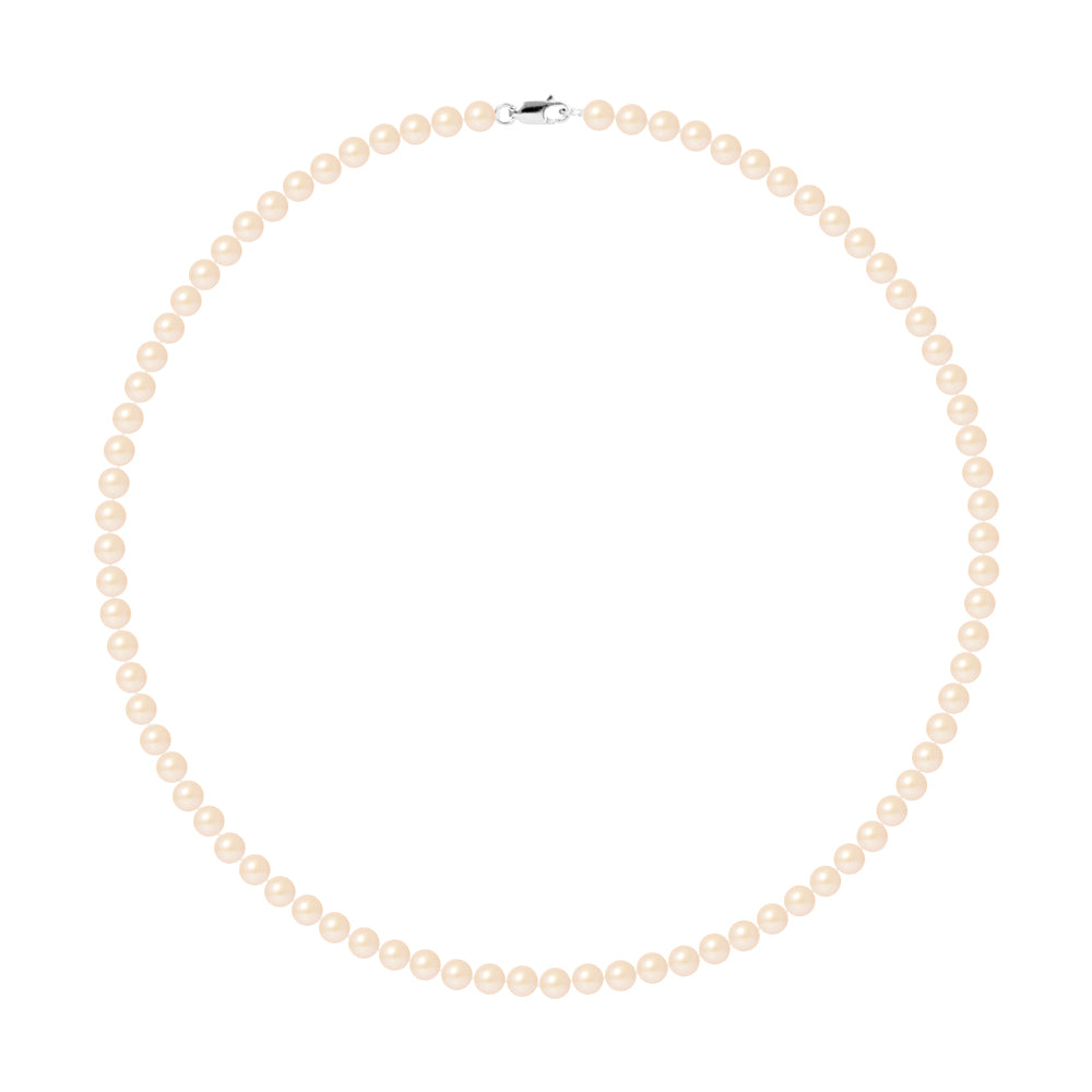 PERLINEA- Collier Perles de Culture Ronde 5-6 mm Rose- Bijou Femme