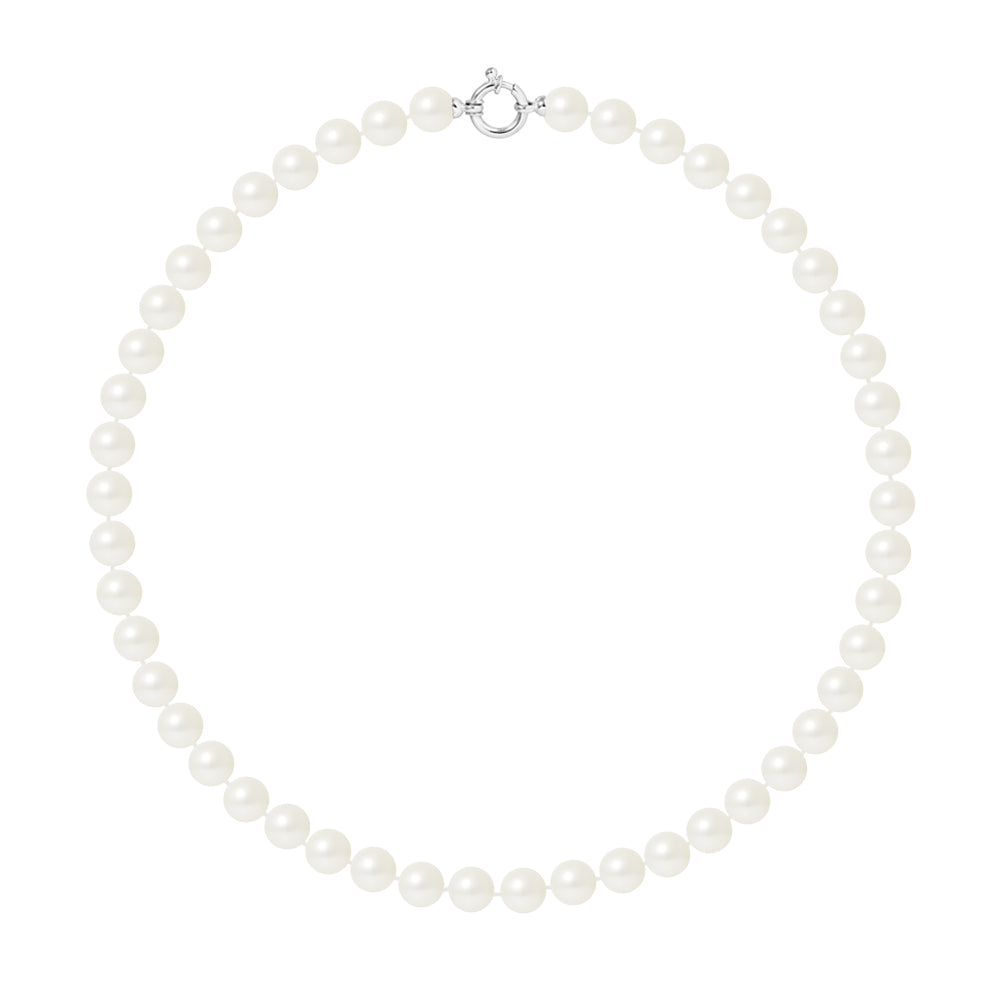 PERLINEA- Collier Perles de Culture- Diamètre 8-9 mm Blanc- Bijou Femme