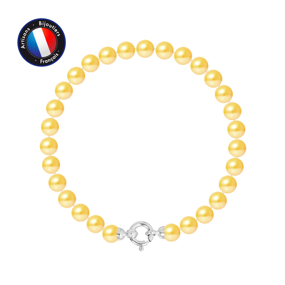 PERLINEA- Bracelet - Perles de Culutre Ronde 6-7  mm Gold-  Bijou Femme- OrJaune