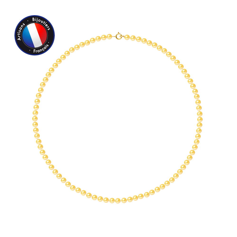 PERLINEA- Collier- Perles de Culutre Ronde 4-5 mm Gold-  Bijou Femme- OrJaune