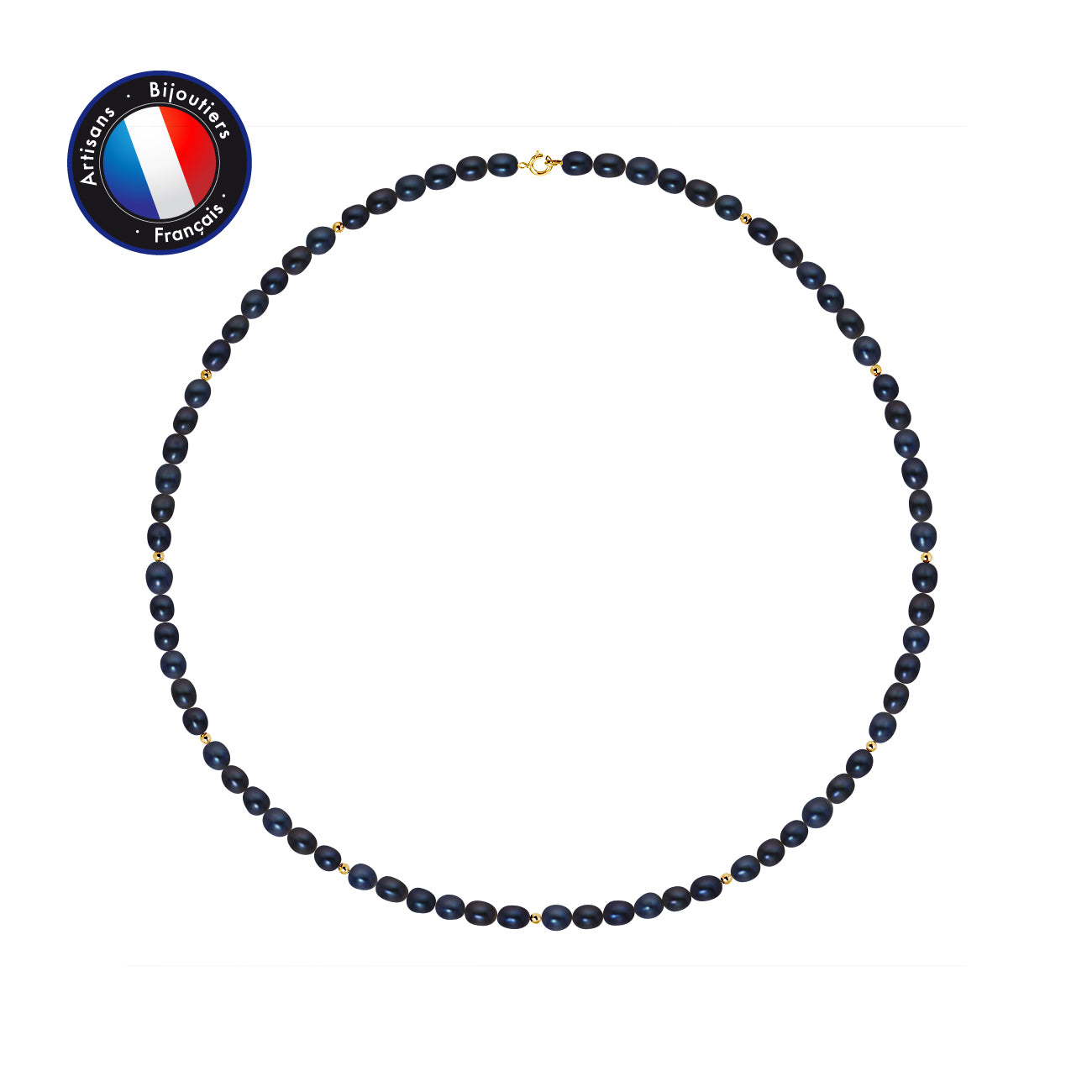 PERLINEA- Collier- Perles de Culture d'Eau Douce Riz 4-5 mm Black Tahiti- Bijou Femme- OrJaune