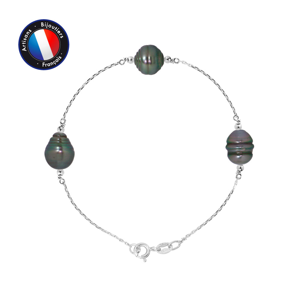 PERLINEA- Bracelet- Perle de Culture d'Eau Douce- Ronde 8-9 mm Rose- Bijou Femme- Or Blanc