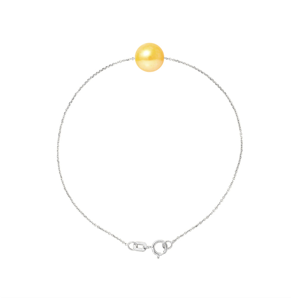 PERLINEA- Bracelet- Perle de Culture d'Eau Douce- Diamètre 8-9 mm Gold-  Bijou Femme- Argent 925 Millièmes