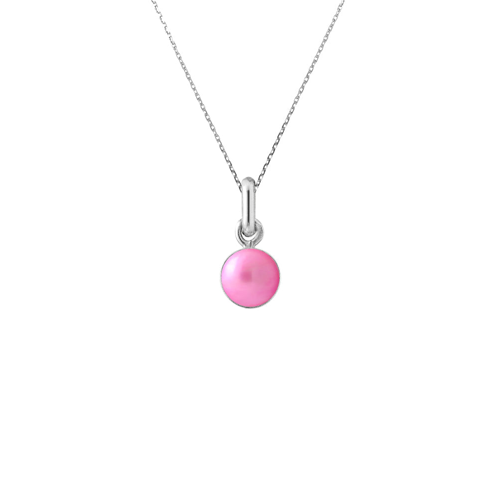 PERLINEA- Collier- Perle de Culture d'Eau Douce- Diamètre 6-7  mm  Rose Fushia- Bijou Femme- Argent 925 Millièmes