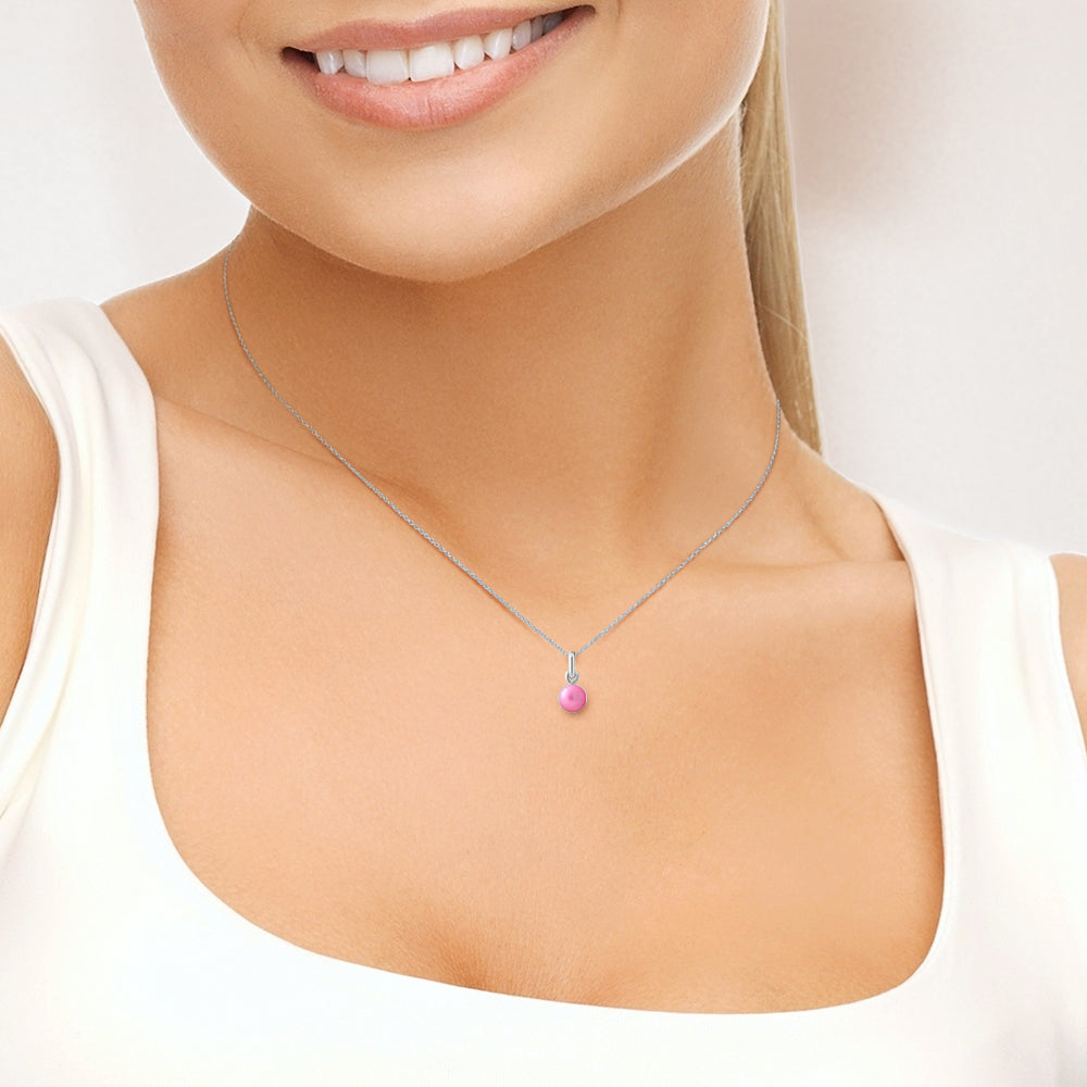 PERLINEA- Collier- Perle de Culture d'Eau Douce- Diamètre 6-7  mm  Rose Fushia- Bijou Femme- Argent 925 Millièmes
