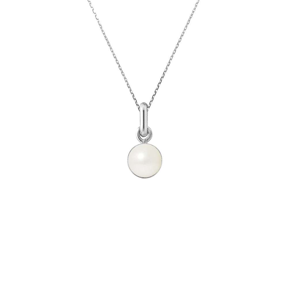 PERLINEA- Collier- Perle de Culture d'Eau Douce- Diamètre 6-7  mm  Blanc- Bijou Femme- Argent 925 Millièmes