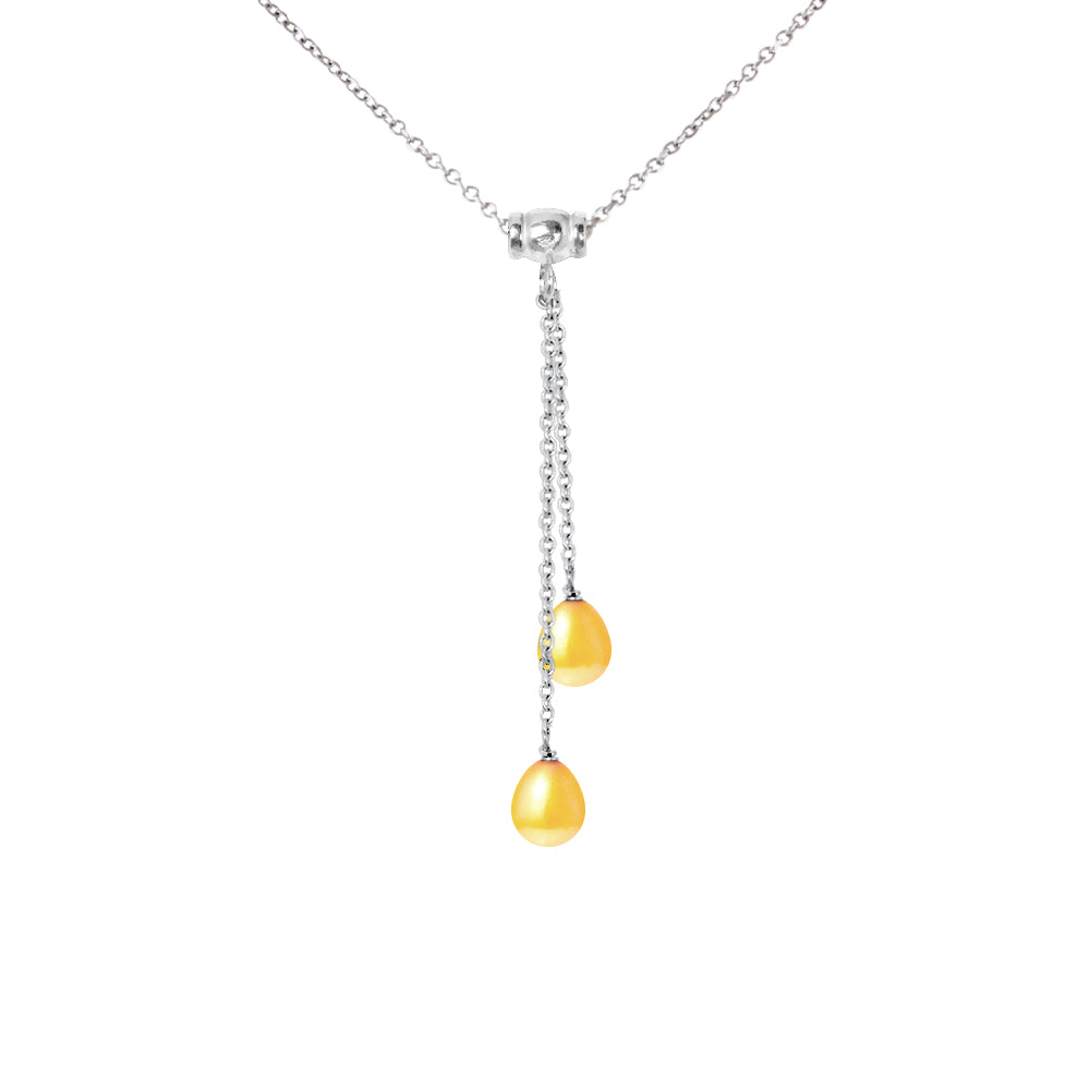 PERLINEA- Collier Toi & Moi 2 Perles de Culture d'Eau Douce- Diamètre 7-8 mm Gold-