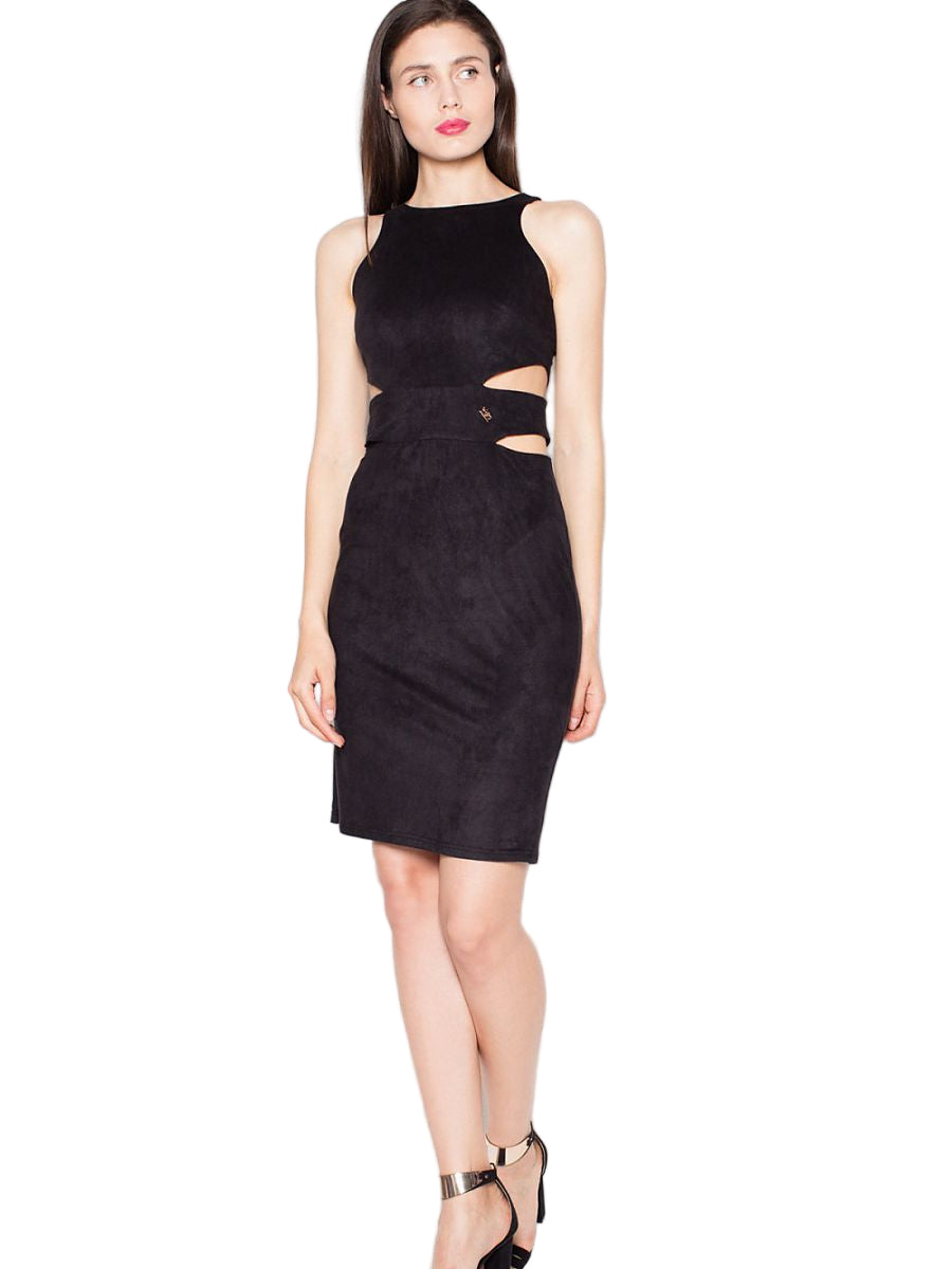 Robe de Soirée Venaton – Daim Luxe & Découpes Sculptantes à la Taille