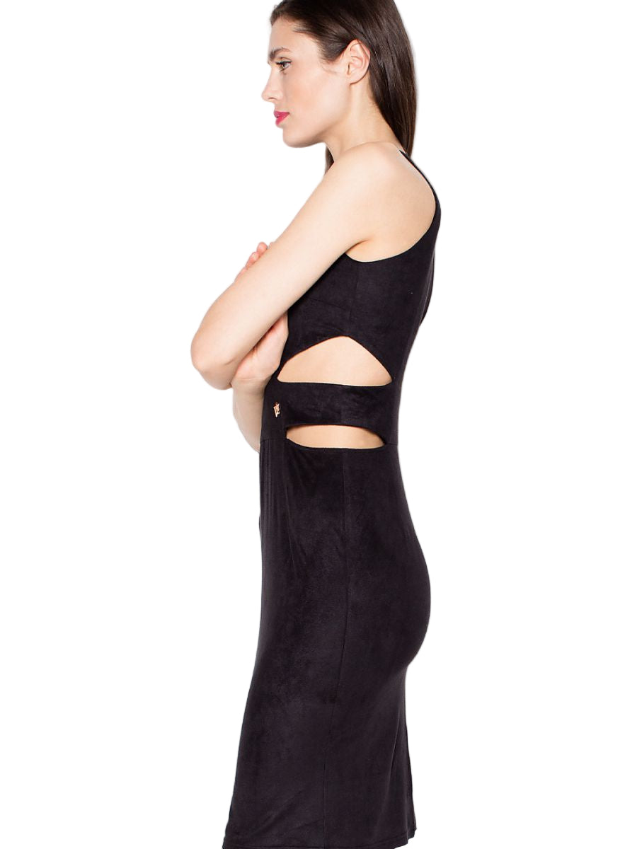 Robe de Soirée Venaton – Daim Luxe & Découpes Sculptantes à la Taille