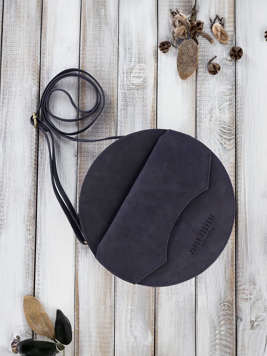 Sac à Bandoulière en Cuir de Paolo Peruzzi Bleu marine