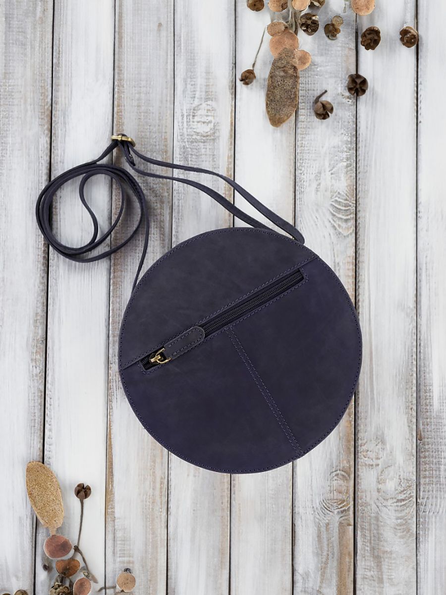 Sac à Bandoulière en Cuir de Paolo Peruzzi Bleu marine