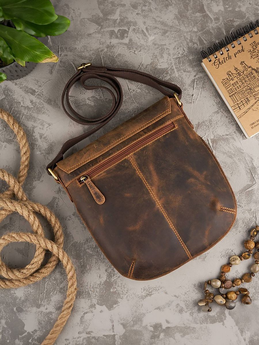 sac postal T-61 fabriqué en cuir de chasseur naturel vieilli