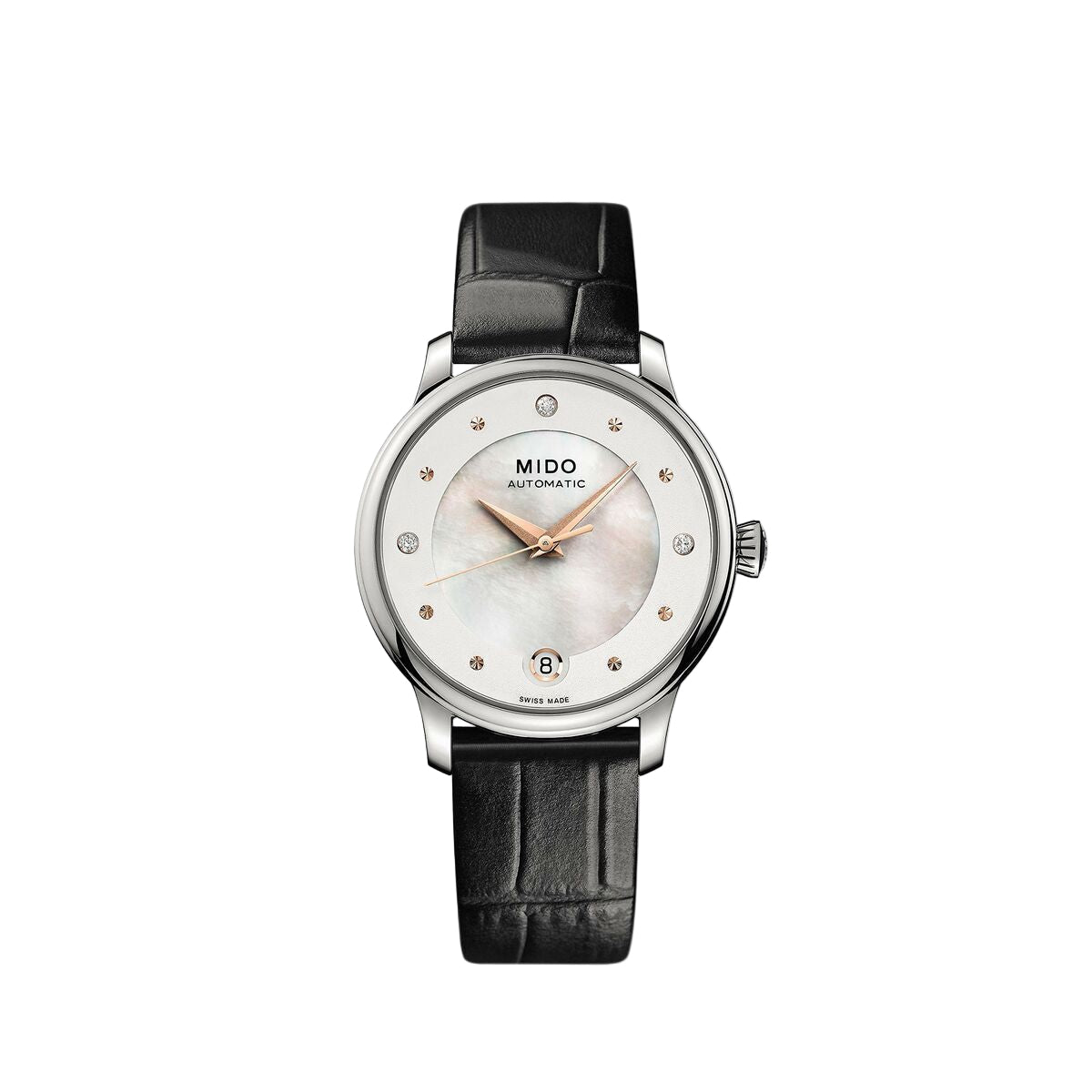 Montre Homme Mido M0392071610600 – Automatique, Cuir Noir, Verre Saphir, Cadran Blanc