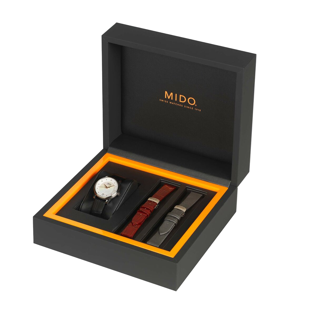 Montre Homme Mido M0392071610600 – Automatique, Cuir Noir, Verre Saphir, Cadran Blanc