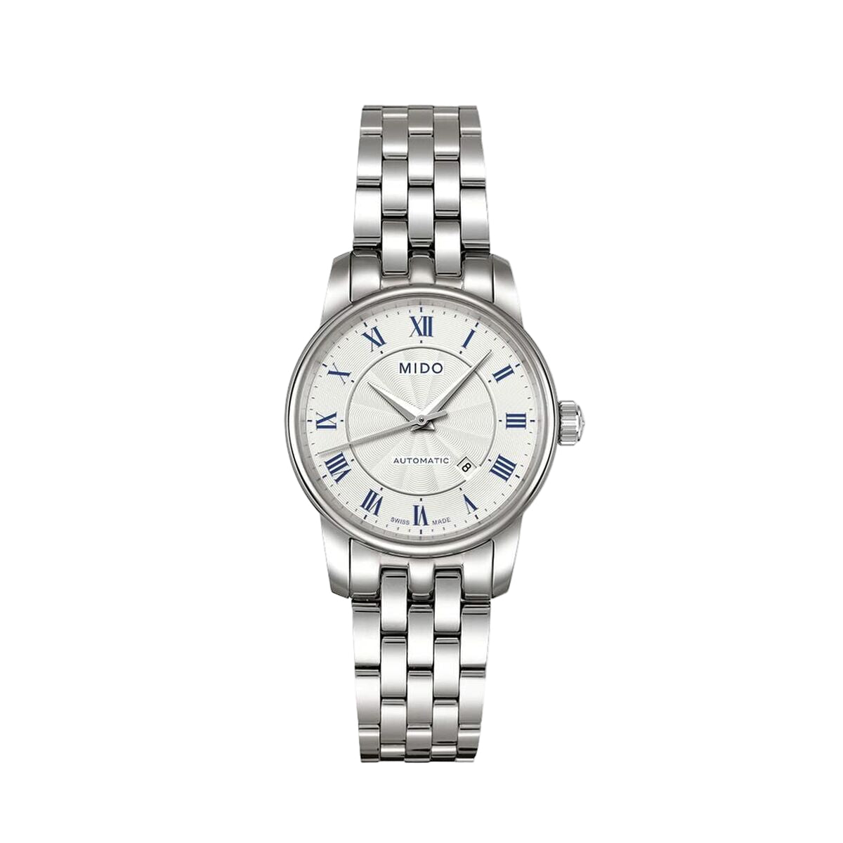 Montre Femme Mido – Automatique, Acier Inoxydable, Verre Saphir, Cadran Blanc