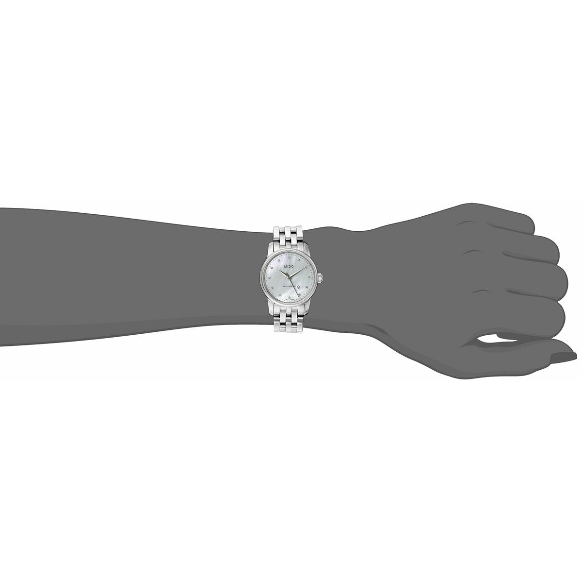 Montre Femme Mido – Automatique, Acier Inoxydable Gris, Cadran Blanc, Verre Saphir